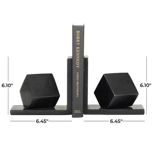CosmoLiving by Cosmopolitan 6" Black Marble Orb Bookends Set